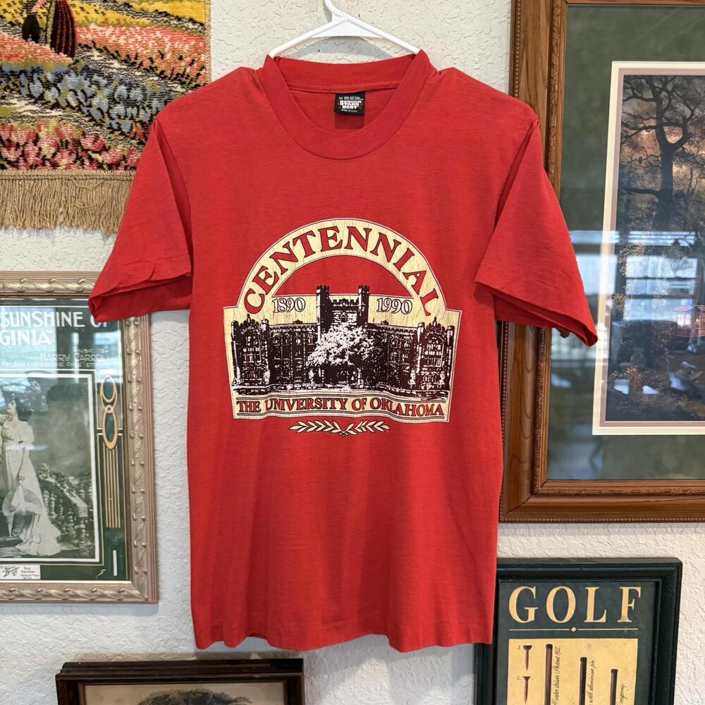 Vintage 1990 RARE University Of Oklahoma Centennial Red Men’s Shirt Size Medium